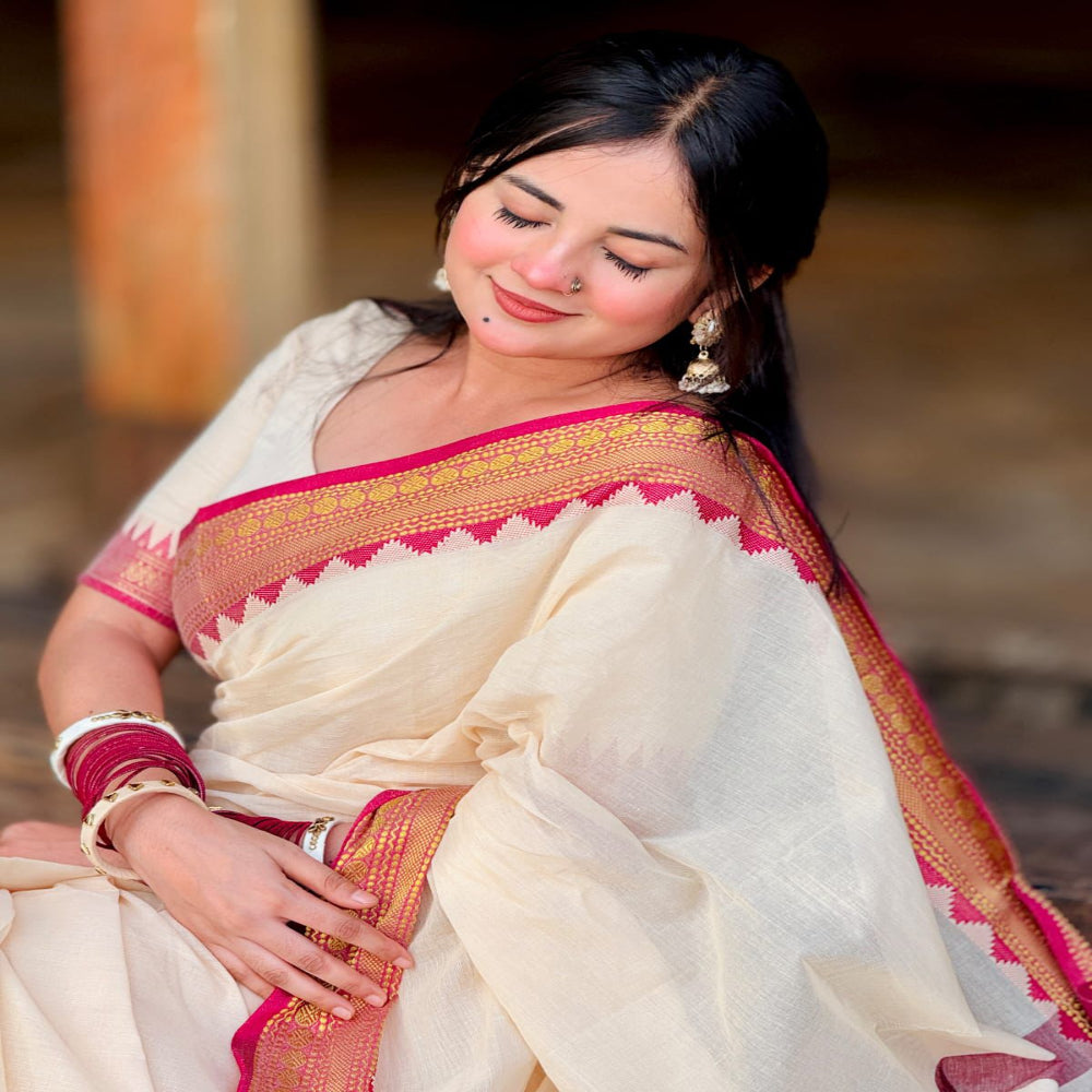 Pure Cotton Tangail Woven Saree (P-2948)