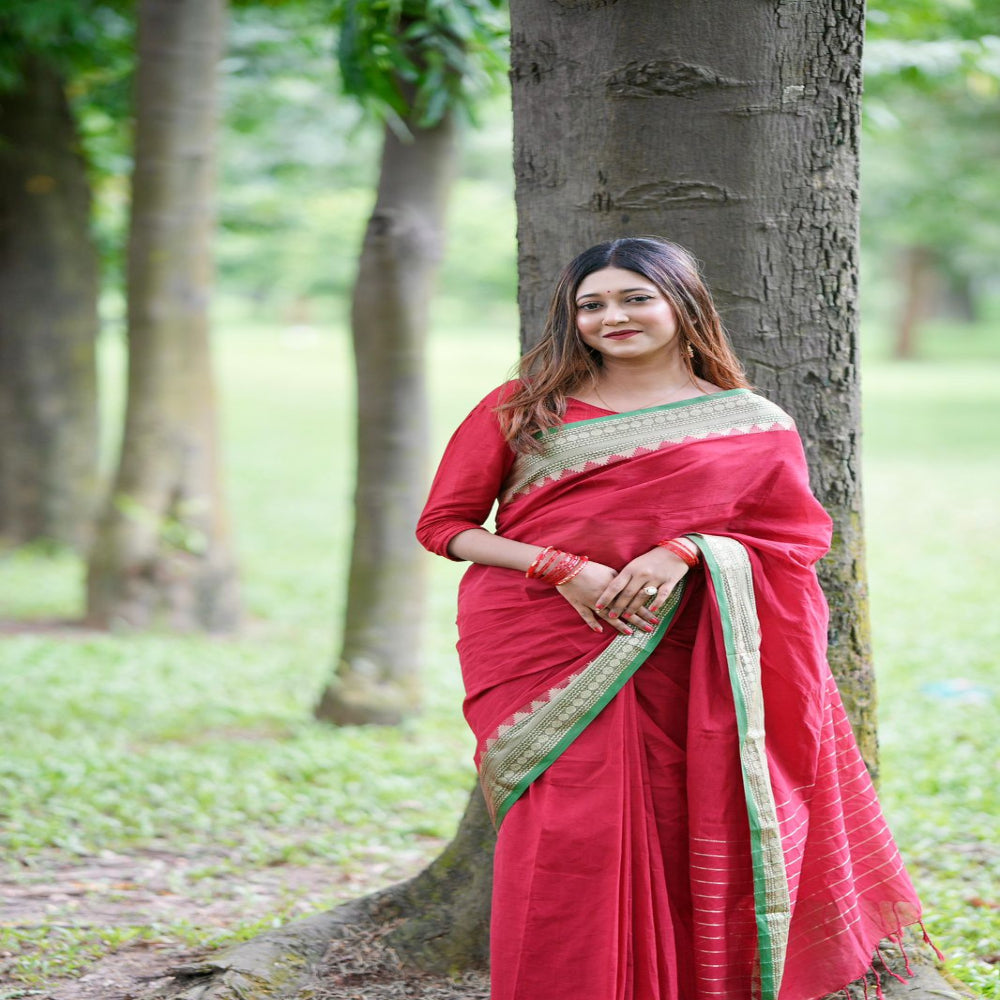 Pure Cotton Tangail Woven Saree (P-2950)